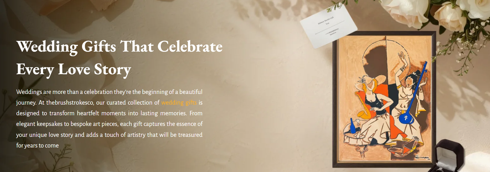 Wedding gifts celebrating love stories.